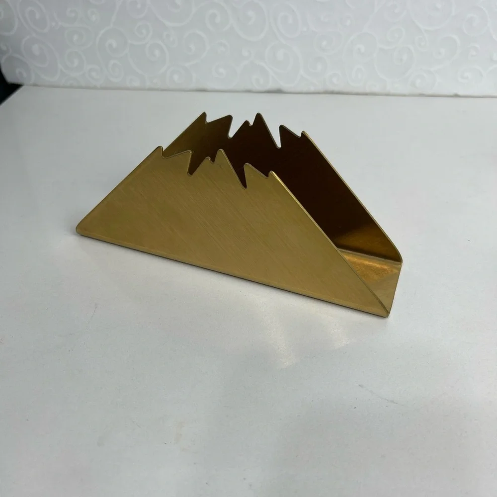 Lot of 2 Napkin triangle holder gold & silver tabletop stainless steel
